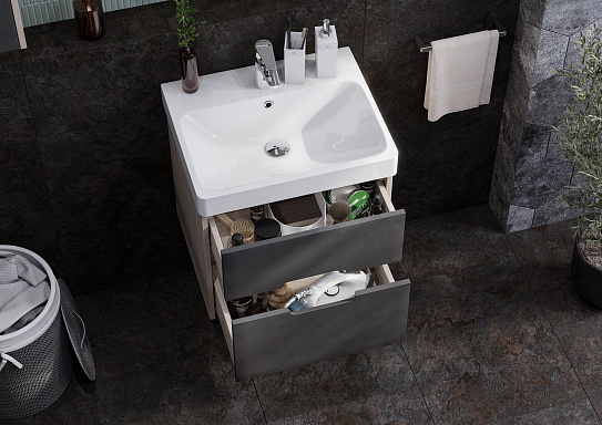 Тумба под раковину Aquaton Оливия 55 грей, дуб ойстер 1A254201OLUG0