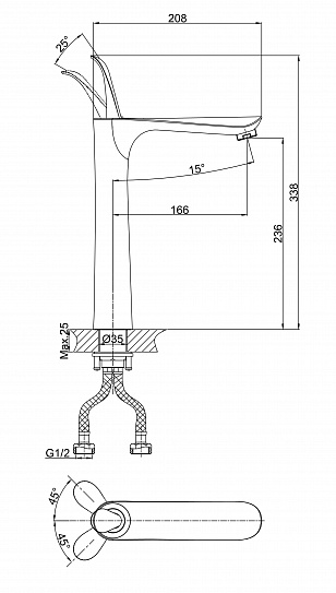 Смеситель для раковины d&k venice.Baciano Da1032041 высокий хром