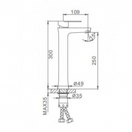 Смеситель для раковины нержавеющая сталь высокий Frap F1048-2 сатин