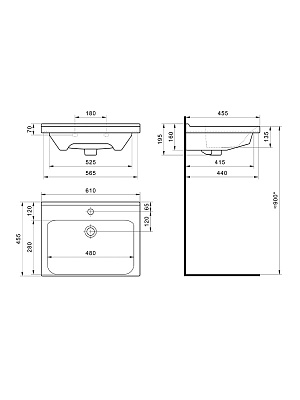 Раковина мебельная Aquaton Миранда 60 1WH302421