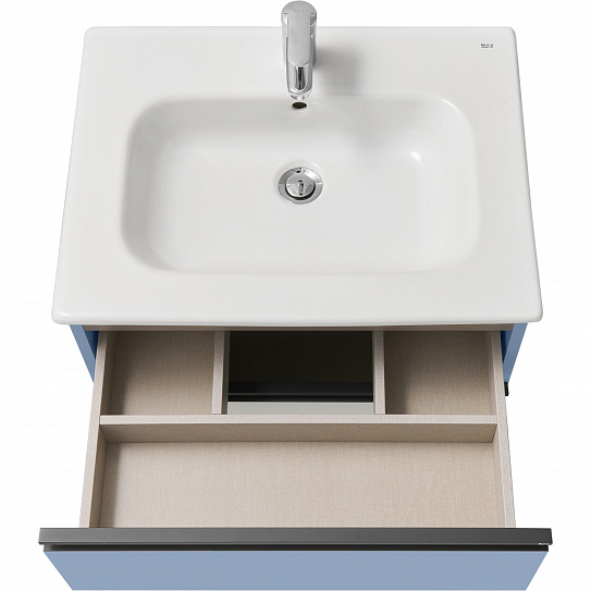 Тумба под раковину Roca Domi 60 2 ящика небесный синий матовый ZRU9307870