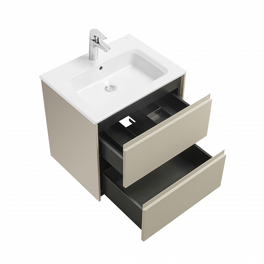 Тумба под раковину Roca Ona 600 бежево-серый матовый 2 ящика A857613510