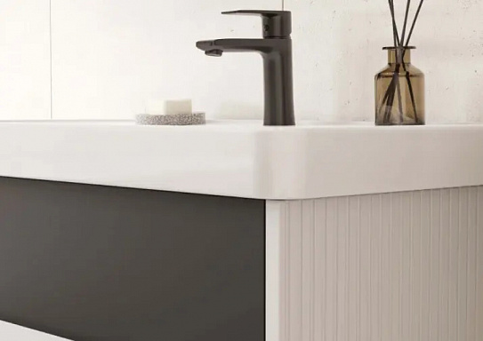 Тумба под раковину AQUATON Ар-Деко 85 серый кобальт