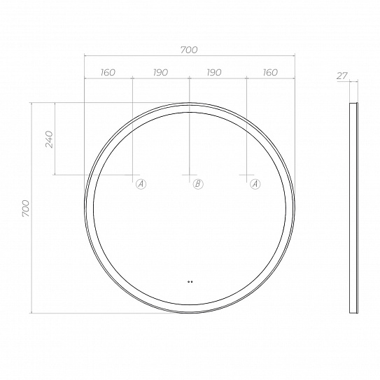 Зеркало круглое 70 см VIGO Cosmo 700 Comfort (подсветка, антизапотевание)