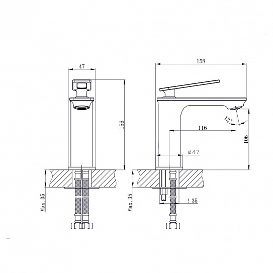 Смеситель для умывальника RUSH Palm (PL2530-11)