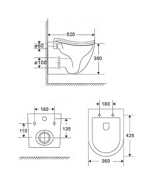 Унитаз подвесной MONTEREY Mont Blanc торнадо (крепеж, сиденье в комплекте)