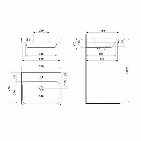 Раковина мебельная Santek Адриана 55 1WH501620