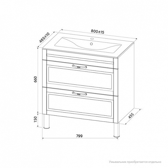 Тумба с умывальником Iddis Oxford OXF80N0i95K