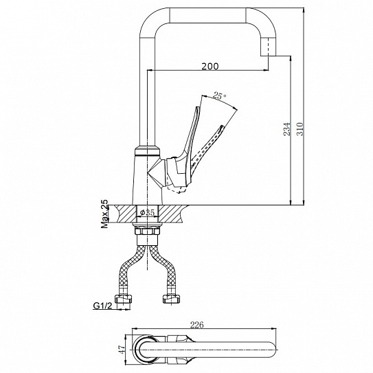 Смеситель для кухни RUSH Jawa JA0735-23