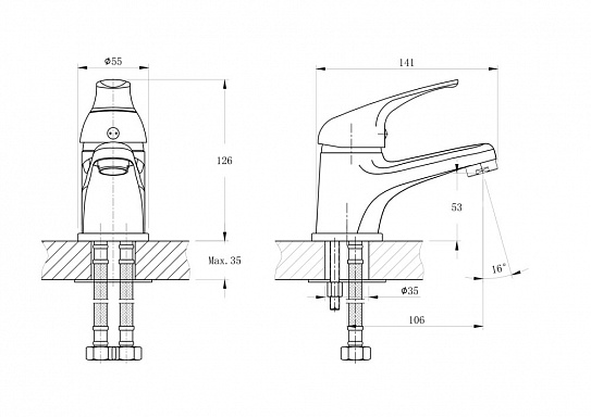 Смеситель для умывальника RUSH Corsica CO4240-11