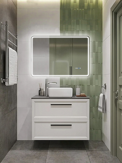 Зеркало в ванную 100х70 с подсветкой и подогревом Monterey Аделия Люкс (холодный свет, мультиблок, на касание)