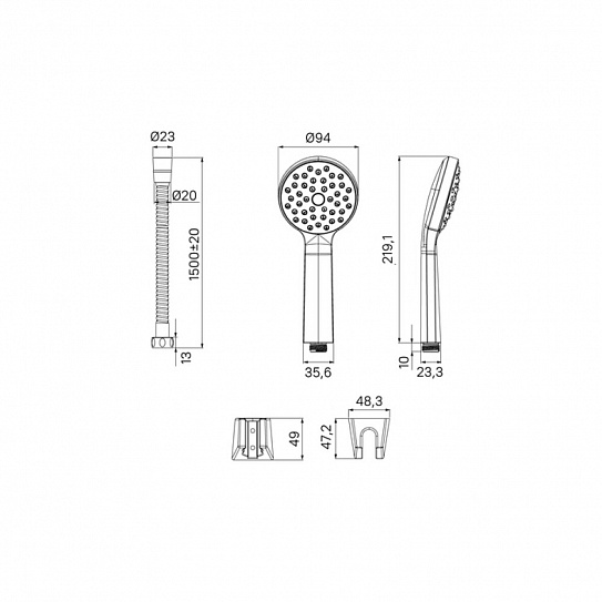 Душевой комплект, черный матовый, Buena, IDDIS BUE1FB0i16