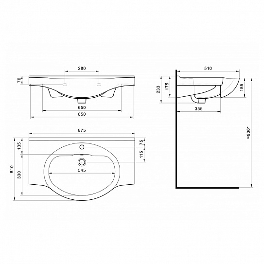 Раковина Santek  Сенеж 87 1WH110265