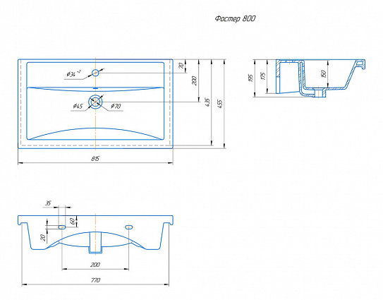 Мебельная раковина Opadiris Фостер 80