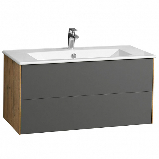 Тумба под раковину Aquaton Сохо 100 дуб веллингтон, графит софт 1A258201AJA00 (под рак. Элина 100)