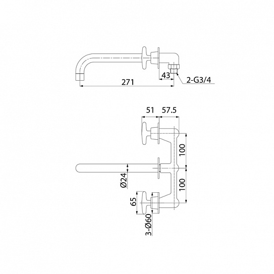 Смеситель встраиваемый с 1-м выходом Iddis Acros ACRSB00i65