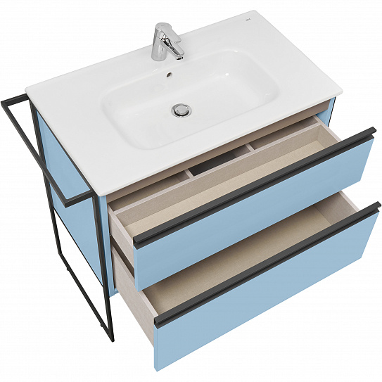 Тумба под раковину Roca Domi 80 2 ящика небесный синий матовый ZRU9307871