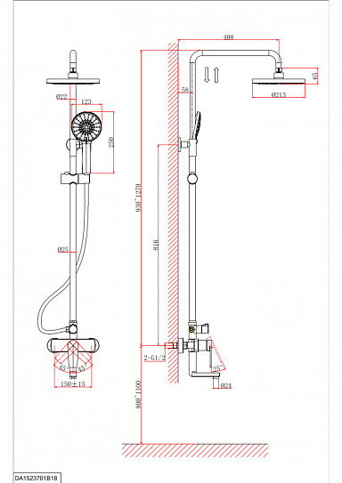 Душевая система D&K Bayern.Fürth DA1523701B18 хром