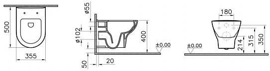 Унитаз подвесной безободковый VitrA Zentrum 5795B003-6077