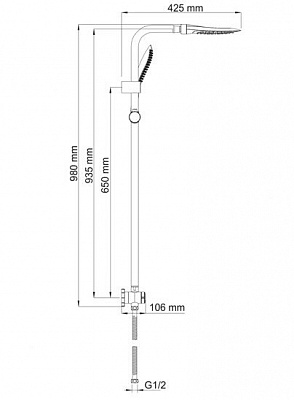 Душевой комплект, 98x42,5 см WasserKRAFT A045