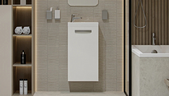 Тумба подвесная Velvex Estea 40.1D белый матовый без раковины