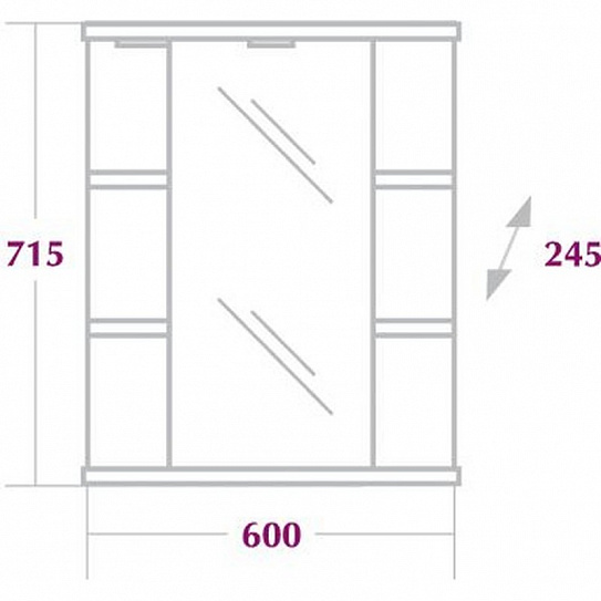 Шкаф-зеркало Onika Глория 60 см правое 206008