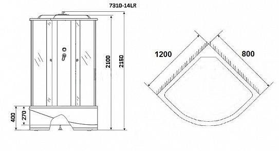 Душевая кабина 120х80 Niagara Eco NG-7310-14L