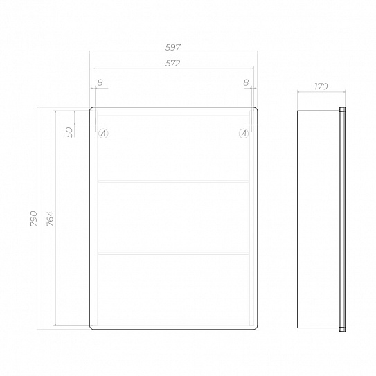 Шкаф-зеркало навесной 60 см Vigo Geometry Classic 600