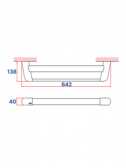 Полотенцедержатель двойной 60см хром VRI Burano HG801115