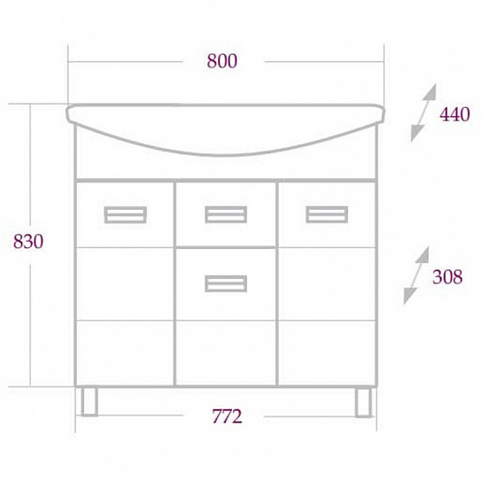 Тумба без раковины Onika Балтика 80 см 108023