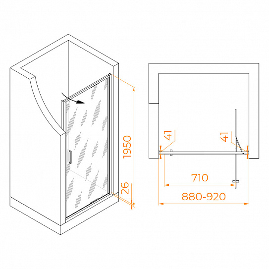 Душевая дверь 90х195 RGW SV-05, хром, 70320509-201