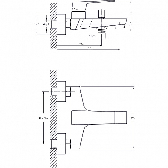Смеситель для ванны с коротким изливом RUSH Thira TR3635-44