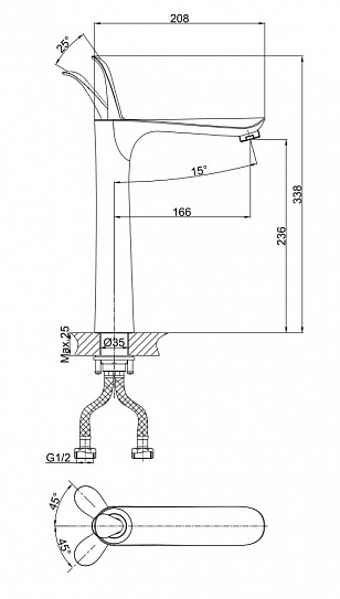 Смеситель для раковины D&K VeniceBaciano DA1032059 черный-золото