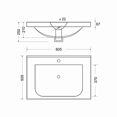Раковина керамическая MIRSANT Deep 80 УТ000040445