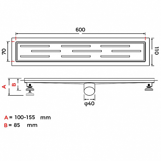 Душевой трап Gappo G86007-1 70*600мм