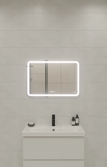 Зеркало с LED подсветкой с антизапотеванием 80x55 Cersanit 051 design pro bluetooth