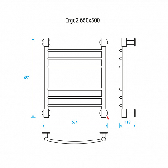 Полотенцесушитель электрический Energy Ergo2 650x500 EETR0ERGO2655000000