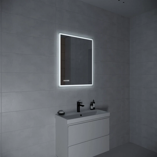 Зеркало с LED подсветкой 70x85 Cersanit 080 design pro часы с антизапотеванием