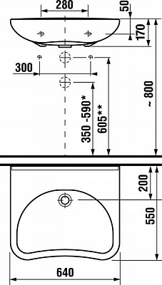 Раковина подвесная Roca Access 64х55 без отверстий, для людей с огр. возможностями ZRU9307660