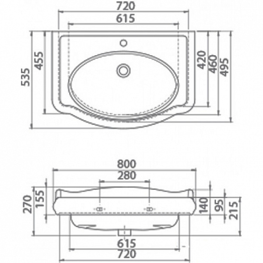 Мебельная раковина Opadiris CeraStyle Виктория 80