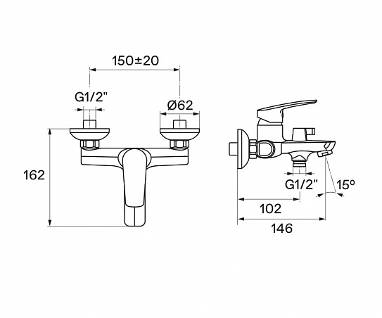 Смеситель для ванны Santek Марион WH5A10006C001