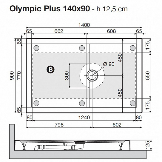 Поддон Novellini Olympic Plus 140*90 цвет Bianco OL1409011-30