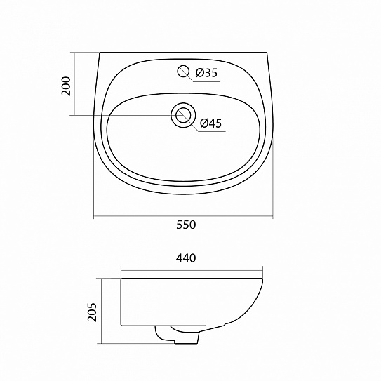 Раковина подвесная Сантек Анимо 55 1WH110502