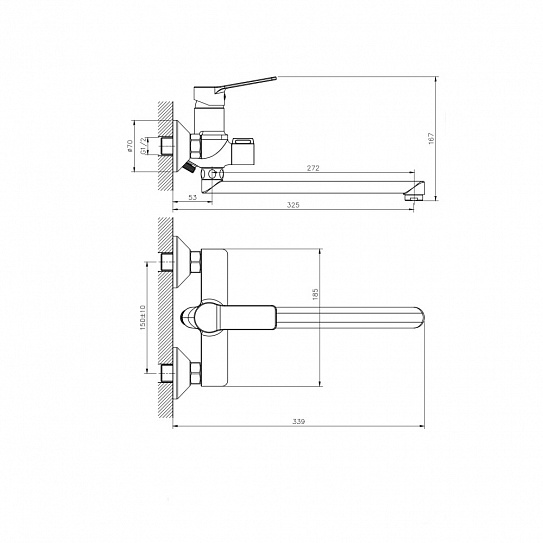 Смеситель для ванны с длинным поворотным изливом RUSH Haiti HA1935-51