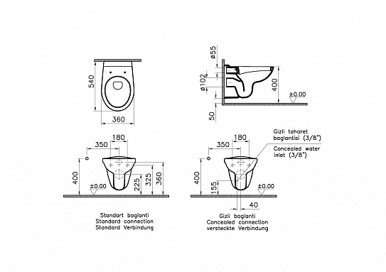 Комплект инсталляции с унитазом VitrA Normus L-box 9773B003-7206