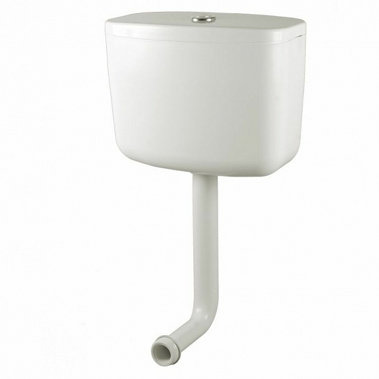 Бачок пластиковый среднего расположения с трубой, хром кнопка (КИРОВ)