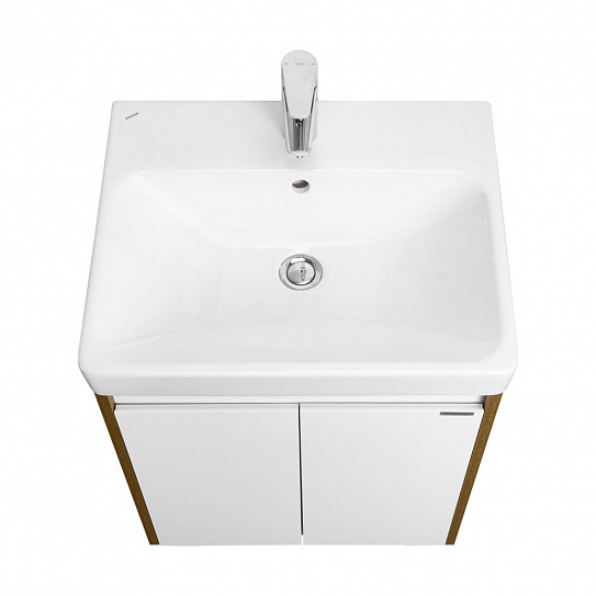 Тумба под раковину AQUATON Сканди Doors 55 белый глянец/дуб рустикальный 1A278801SDZ90