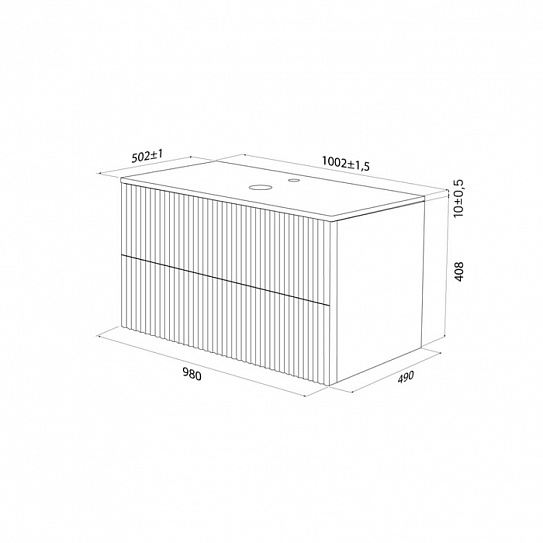 Тумба подвесная, со столешницей (OPH10W0i89), 100 см, белый IDDIS Aiger, AIG10W0i95K