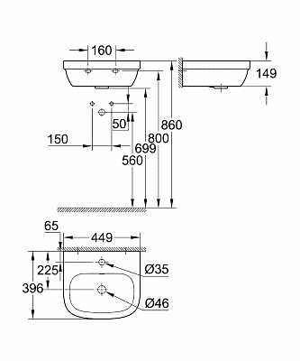 Мини-раковина Grohe Euro Ceramic 3932400H
