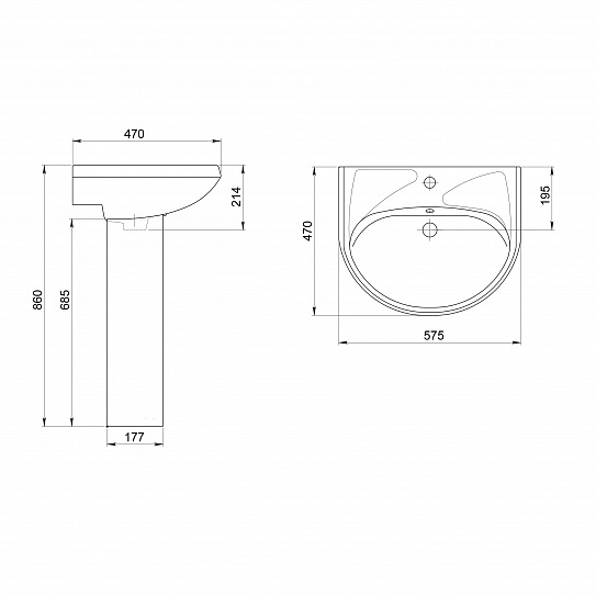 Раковина Santeri Вест б/о белый 131118S0001B0
